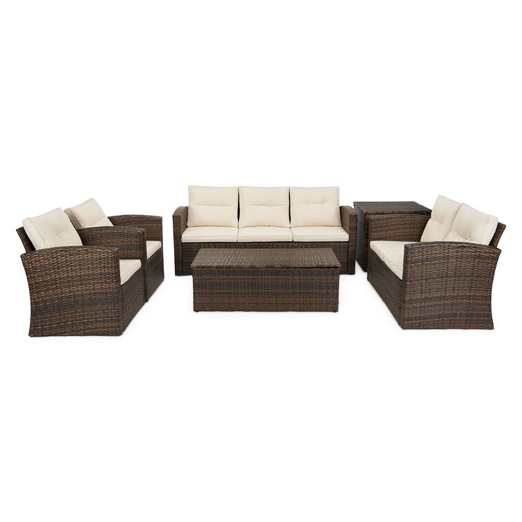 Latitude Run Andreau 6 Piece Rattan Sofa Seating Group with